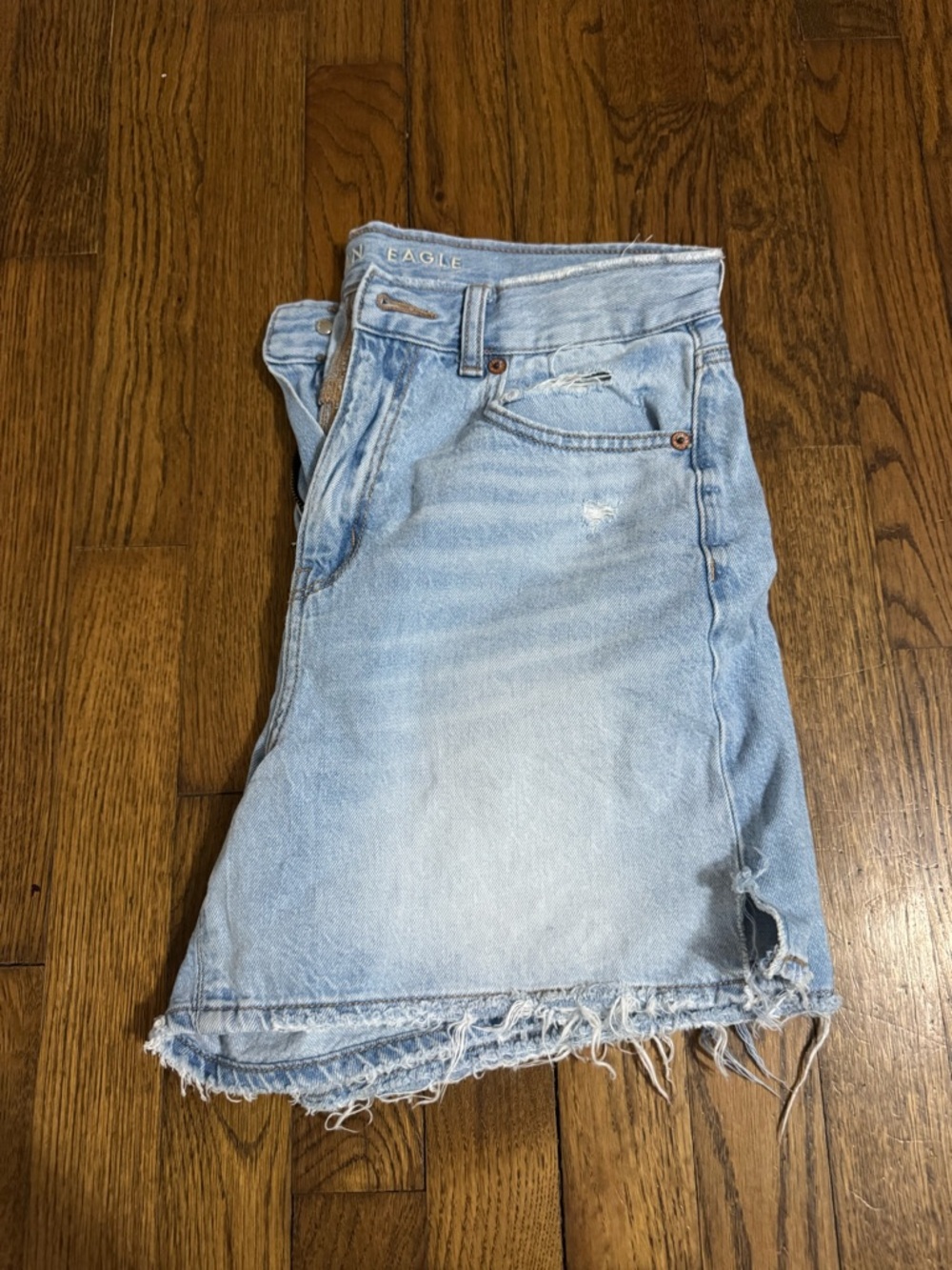 American Eagle Outfitters Light Blue Distressed Denim Jean Shorts